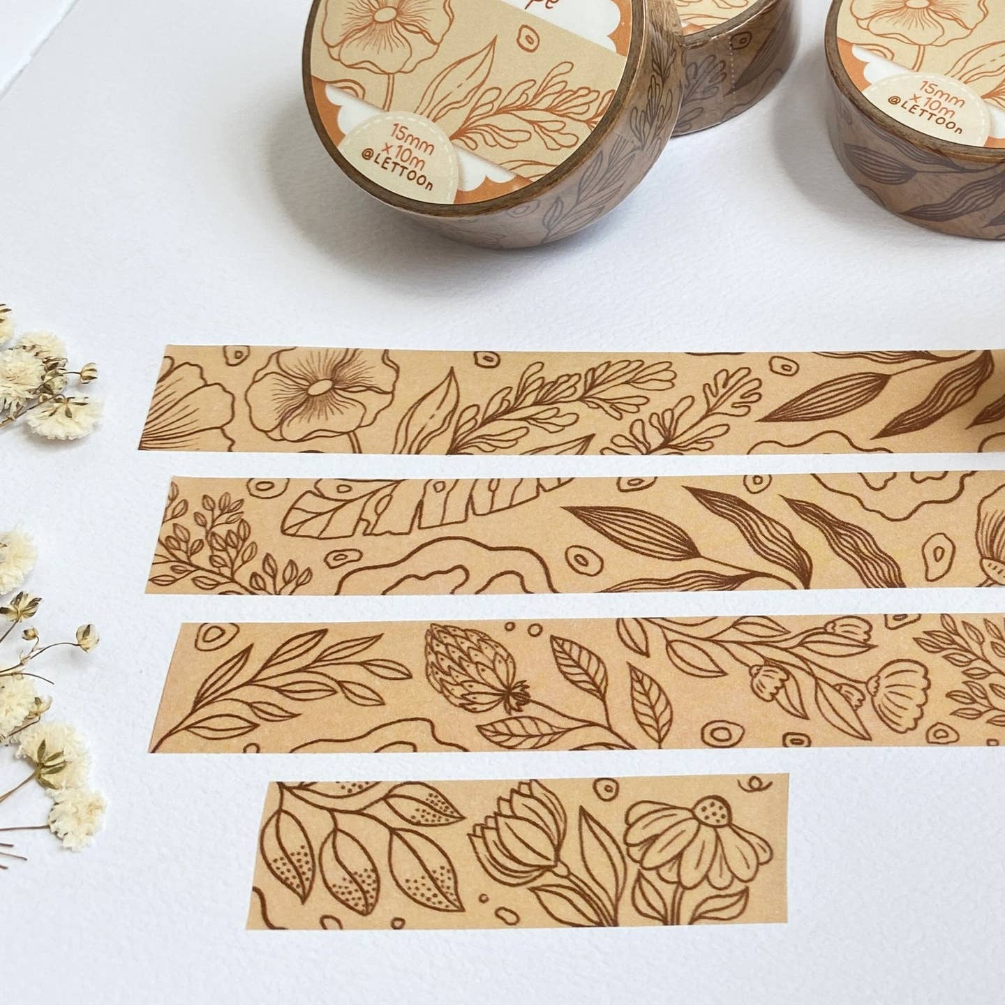 Licht Bloemenpatroon Washi Tape – Creatieve Decoratie voor Bullet Journals en Planners