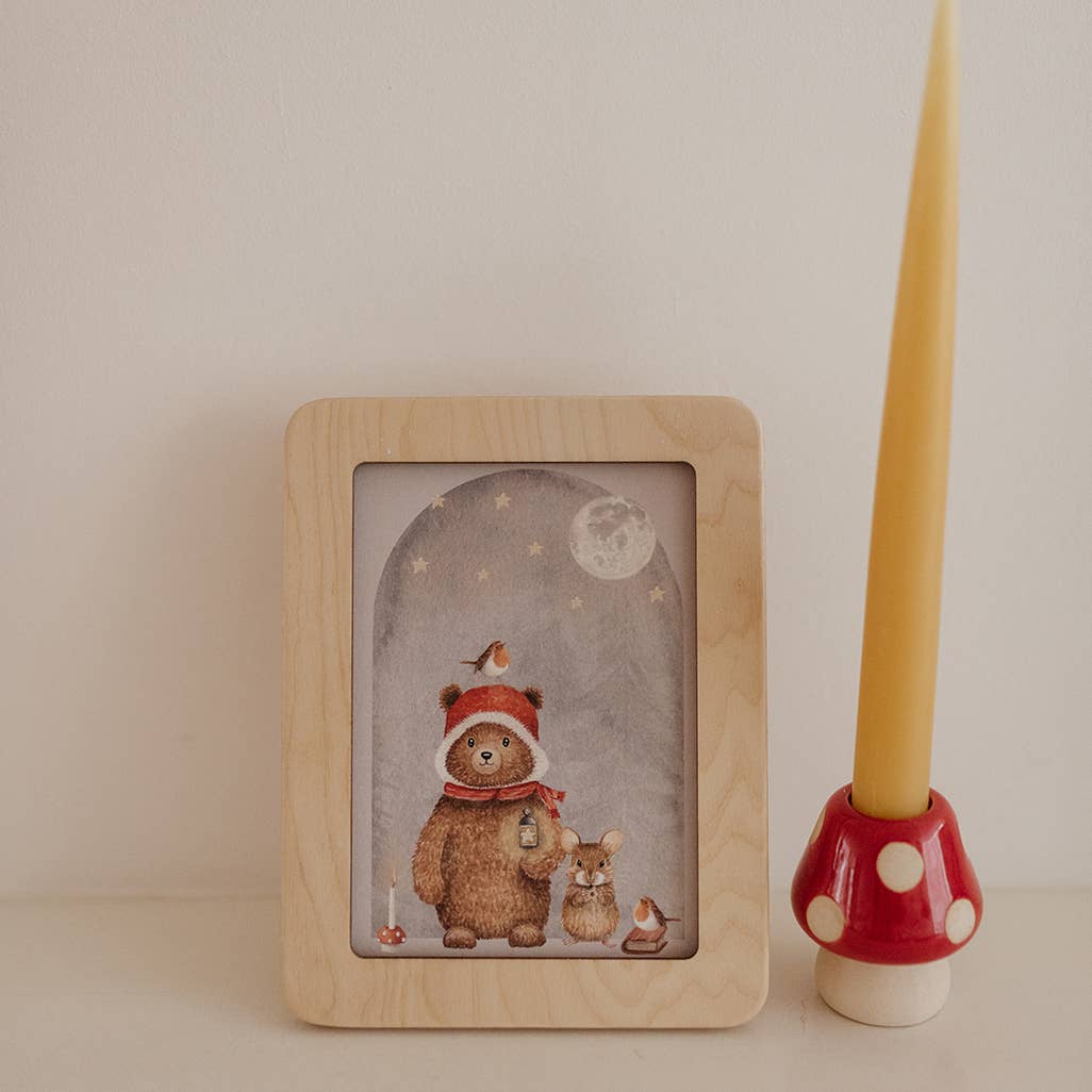 Schattige Dierenpostkaart – Beer en Muis Illustratie