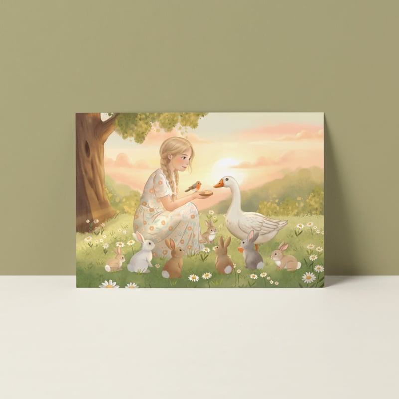 Ansichtkaart – Veld van haar dromen