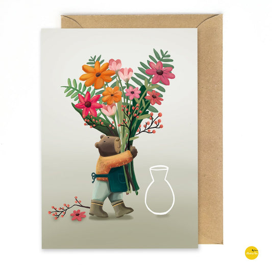 wenskaart bloemenbeer
