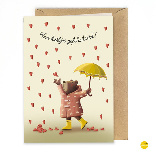 wenskaart van hartjes gefeliciteerd