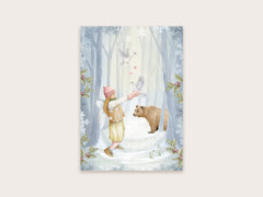 A6 Ansichtkaart – Winterbos met Duiven