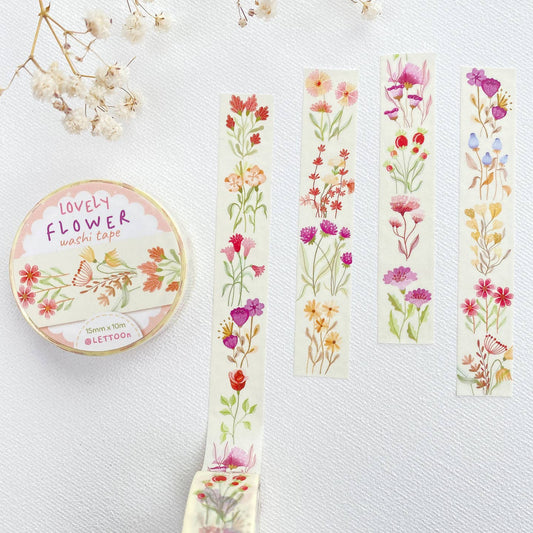 Lieve Bloemen Washi Tape – Verticale Bloemen voor Bullet Journals en Planners