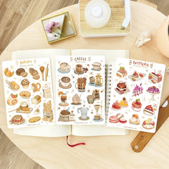Bakery, Coffee & Patisserie Sticker Sheets – Schattige Food Stickers voor Bullet Journal, Planner en Scrapbook
