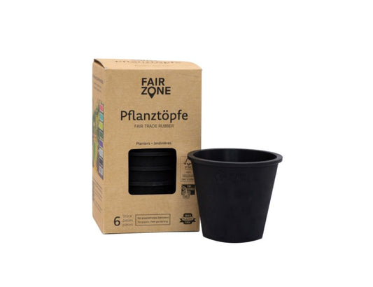 Fairzone Plantenpotten van Natuurrubber - Zwart - Set van 6