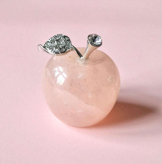 Rozenkwarts Mini Edelsteen Appel met Strass Steentjes – Decoratief 3x3 cm