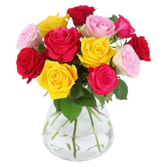 Brievenbusboeket Kleurrijke Rozen – 12 gemengde rozen (32 cm)