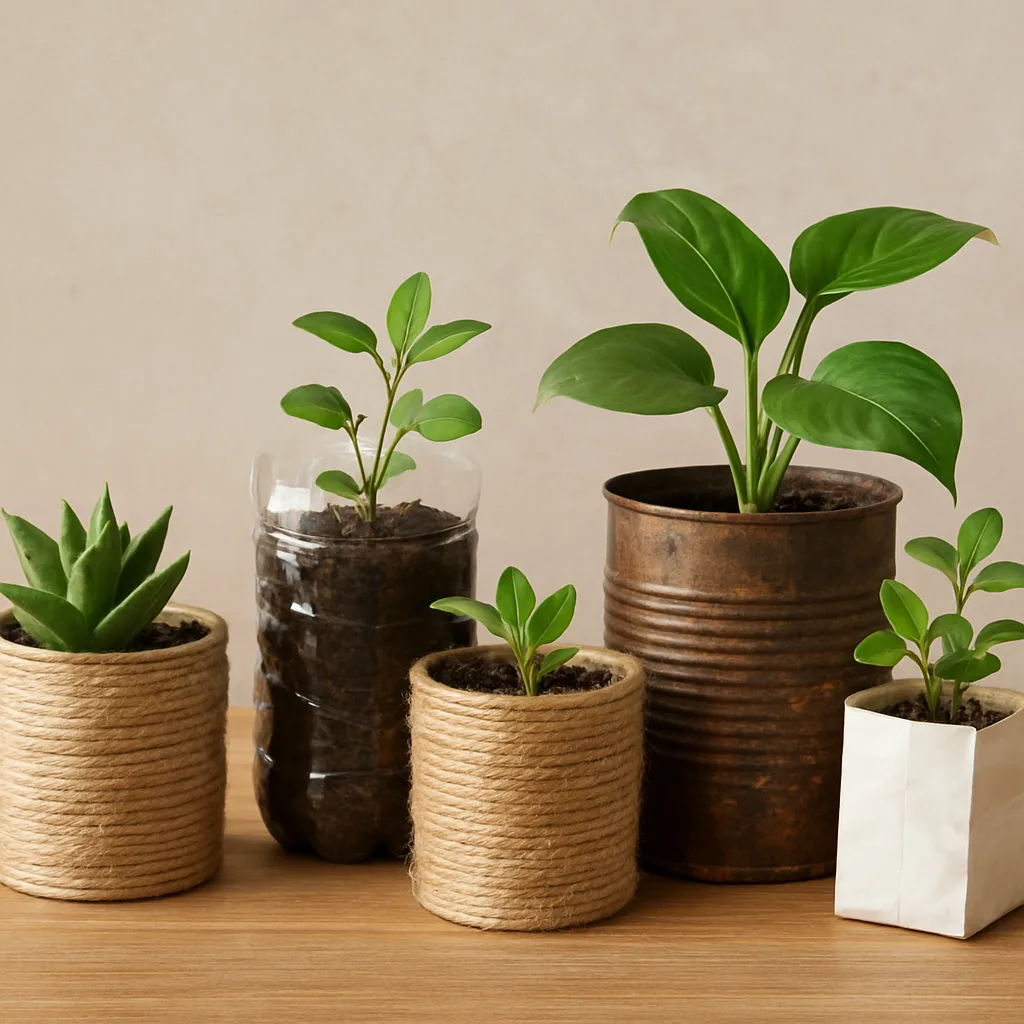 Hergebruik materialen voor plantenpotten